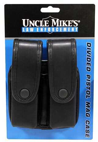 Uncle Mikes Fitted Pistol Magazine Case Double w ith Flaps Large Frame Plain Black Md: 74261