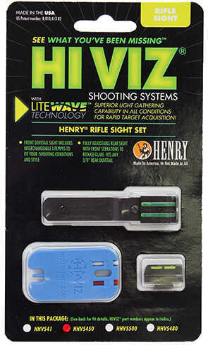Click to see larger image. HiViz Litewave Henry Adjustable Rifle Sight Set, Fits H001T/H003T/H004/H004S/H006R/H006CR/H010B, Green/Red/White