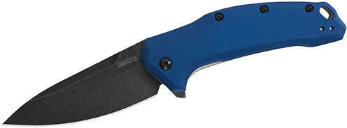 Kershaw Link Folding Knife 420HC/BlackWash Blade Plain Drop Point Flipper FRAME Lock Reversible Carry 3.25" Aluminum Blu