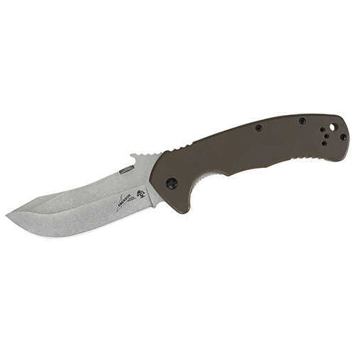 Kershaw EMERSON CQC Folding Knife 3.5" Trailing Point G-10 front 8CR14MOV/Stonewashed 410 Bead-Blast Back Plain Edge 603