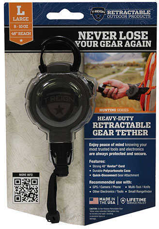 T-Reign Outdoor Products Retractable Gear Tether Hunting Large, 10-48" Md: 0TRG-231-EL