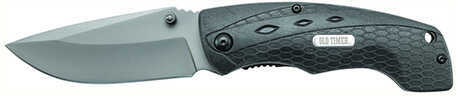 Old Timer 2147OTCP Copperhead 3.44" Folding Drop Point Plain 7Cr17MoV High Carbon SS Blade Black Rubber Snakes