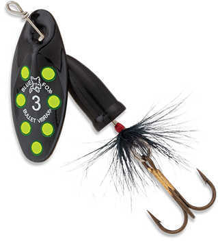 Blue Fox Vibrax Bullet Fly 0 Blade Size 1/8 oz Black/Fluorescent Yellow Dots Package of