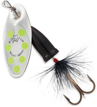 Blue Fox Vibrax Bullet Fly 2 Blade Size 1/4 oz Silver/Fluorescent Yellow/Black Package of