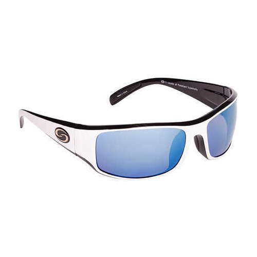 Strike King Lures S11 Optics Sunglasses Okeechobee Style, Two Tone Frame, Multi Layer White Blue Mirror/Gray Base Lens M