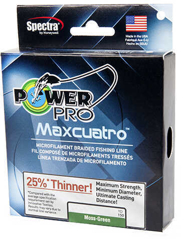 Shimano Power Pro Maxcuatro Braided Line 150 Yards , 65 lbs Tested, 0.014" Diameter, Moss Green Md: 334006501