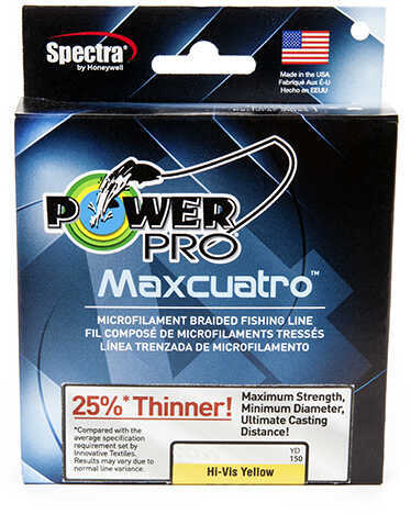 Shimano Power Pro Maxcuatro Braided Line 150 Yards , 65 lbs Tested, 0.014" Diameter, Hi-Vis Yellow Md: 334006