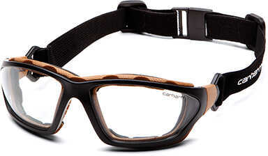 Safety Products Carhartt Carthage Glasses Clear Anti-Fog Lens with Black/Tan Frame Md: CHB410