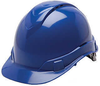 Safety Products Ridgeline Cap Style Vented Hard Hat 4 Point Ratchet, Blue Md: HP44160V