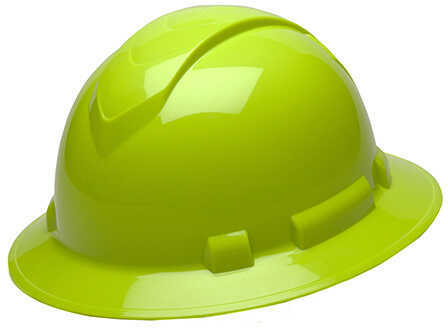 Safety Products Ridgeline Full Brim Hard Hat 4 Point Ratchet, Hi Vis Green Md: HP54131