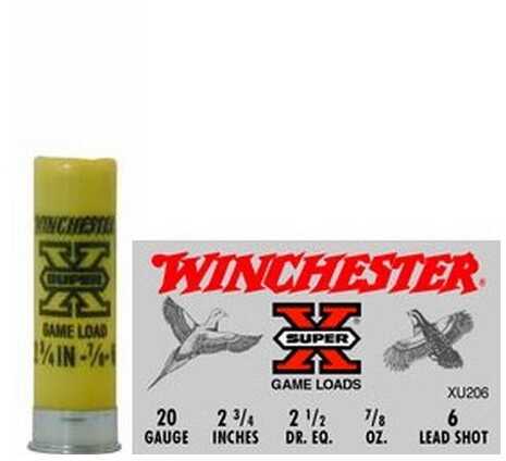 20 Gauge 25 Rounds Ammunition <span style="font-weight:bolder; ">Winchester</span> 2 3/4" 7/8 oz Lead #6