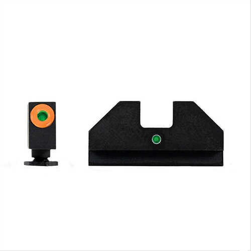 XS Sights F8 Night Fits Glock Models 20 21 29 30 30S 37 41 Green with Orange Outline Front Rear Tritium