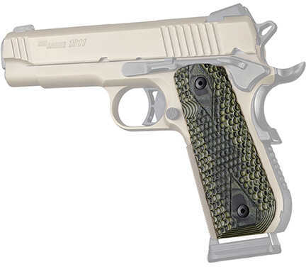 1911 Government Grips Round Heel Piranha, Extreme Series G10, G-Mascus, Green