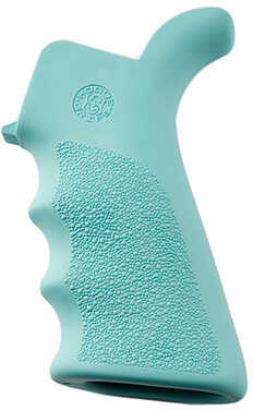 Hogue AR-15/M-16 Rubber Grip Beavertail with Finger Grooves, Aqua