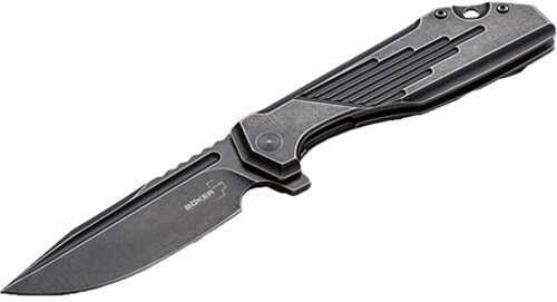 Boker Knives Plus Folding Knife Lateralus Flipper, 3 1/2" D2 Black Stonewashed Blade and Stainless Steel Handle
