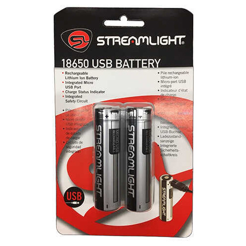 Streamlight 18650 USB Rechargable Battery 2/Pack Clam Pack 22102