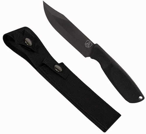 Click to see larger image. Ontario Knife Company Spec Plus Alpha Combat Fixed 6.1" Black Plain Blade Synthetic Rubber Handle Nylon Sheath