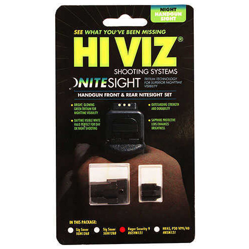HIVIZ Sight Systems Night Tritium Front & Rear Set Ruger Security 9