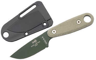Esee Knives Neck Knife Fixed 2.875" 1095 Carbon Blade OD Green Powder Coat, Micarta Handles, Black Sheath, Complete Surv