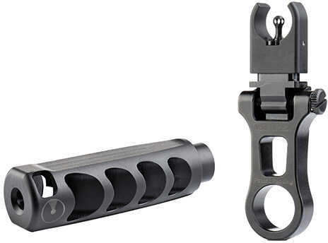 Ultradyne C4 Muzzle Device Combo Dynamount Flip-Up Front Sight Apollo Brake AR-15 1/2"-28 Black