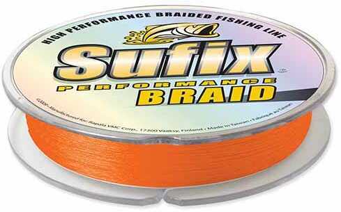 Sufix Performance Braid Line 40 lbs Tested, 0.013 Diameter, 150 Yards ,  Fluorescent Neon Fire - 11260292