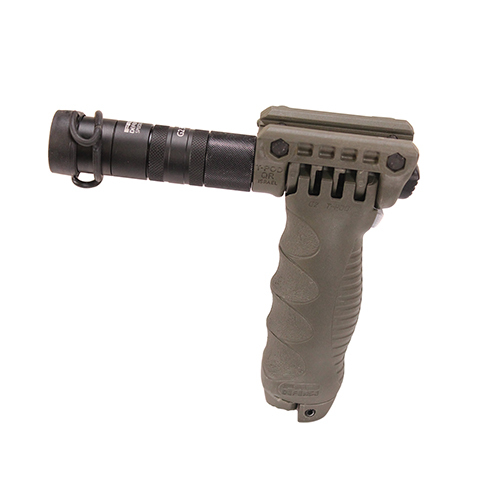 Click to see larger image. FAB Defense Bipod-Foregrip with Built-In Tactical Light, Olive Drab Green