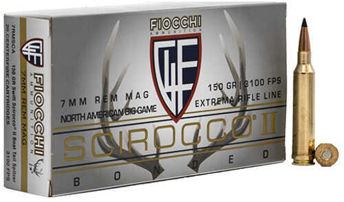 7mm Remington Magnum 20 Rounds Ammunition Fiocchi Ammo 150 Grain Scirocco II