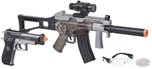 Crosman Ghost Affliction Kit 6mm Electric Full-Auto Rifle and Spring Power Pistol in Gray/Smoke