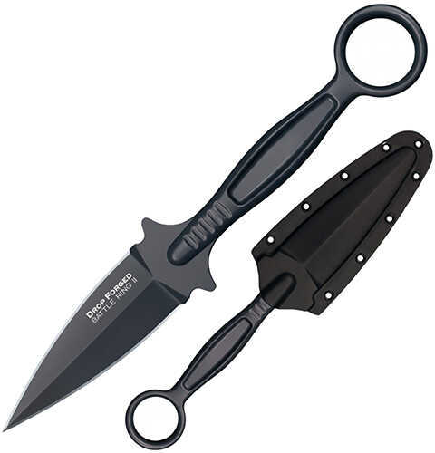 Cold Steel Drop Forged Fixed Knife Battle Ring II, 3 1/2" Grey Teflon Coated Blade, Secure-Ex Sheath with Ulti-Clip