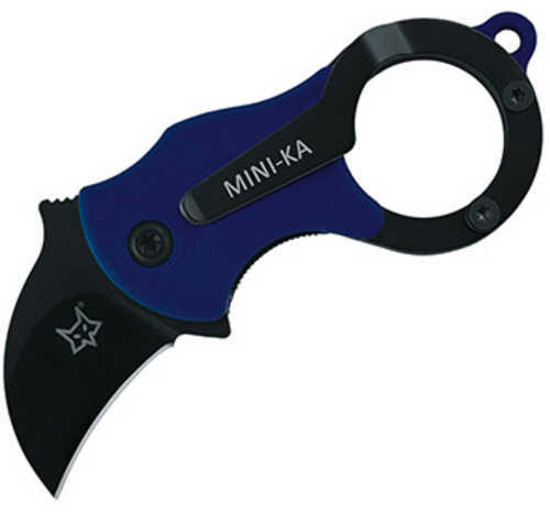 Boker Knives Fox Folding Knife Mini-Ka Karambit, 1" Black Cerakote Blade, Blue FRN Handle