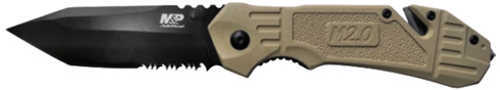 Smith & Wesson by BTI Tools M&P 2.0 Assisted Opening with 3 1/2" Blade, Flat Dark Earth Rubberized Aluminum Handle,