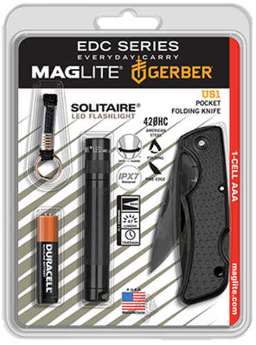 Maglite Solitaire LED with Gerber Knife Combo, Black