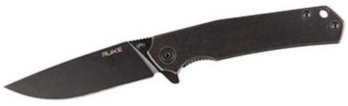 RUIKE Knives Flipper P801 Folding Knife 3.46" 14C28N Stonewashed Blade Black Handle