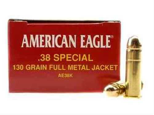 38 <span style="font-weight:bolder; ">Special</span> 50 Rounds Ammunition Federal Cartridge 130 Grain Full Metal Jacket