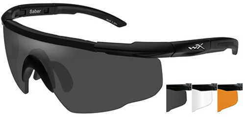 Wiley X Saber Advanced Sunglasses Matte Black Frame, Light Rust, Smoke Grey, and Clear Lens
