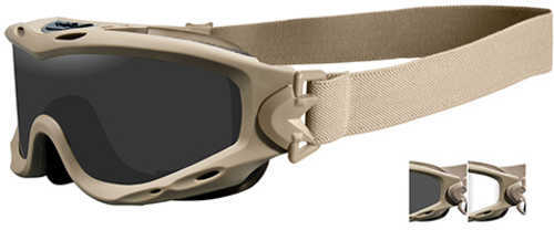 Wiley X Spear Goggles Tan 499 Frame, Smoke Gray and Clear Lens