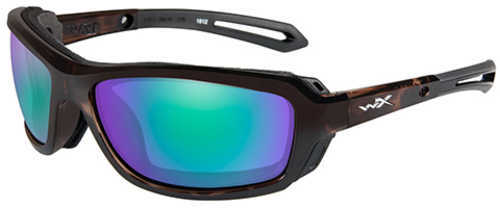 Wiley X WX Wave Sunglasses Gloss Demi Frame, Polarized Emerald Mirror Lens
