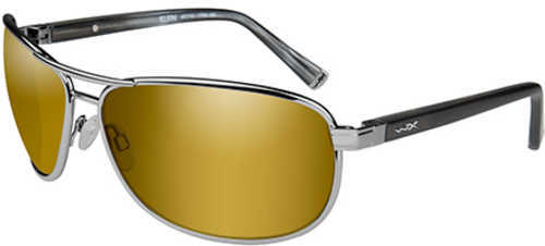 Wiley X WX Klein Sunglasses Gunmetal Frame, Polarized Venice Gold Mirror Lens