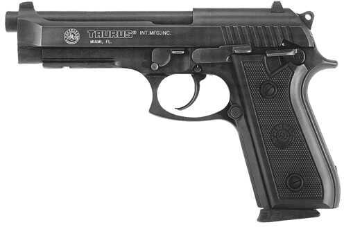 Click to see larger image. Taurus PT92 Pistol 17+1 Rounds 9mm Luger 5" Barrel Fixed Sights Blued With Rubber Grips and Rail 192015117