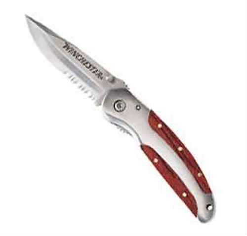 Winchester Knives Wood Folder 2.25" Serrated 22-49435