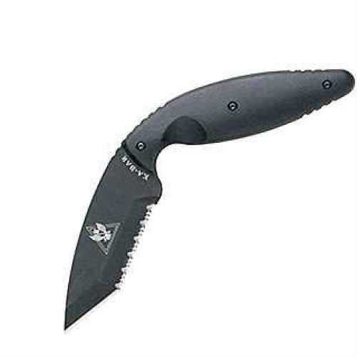 KABAR TDI Law Enforcement 3.68" Fixed Blade Knife Tanto Point Serrated Edge AUS 8A/Black Black Zytel Nylon Sheath 1485