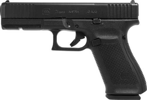 Glock 21 Mos 45 ACP Handgun, 5 in barrel, 10 rd capacity, black polymer finish
