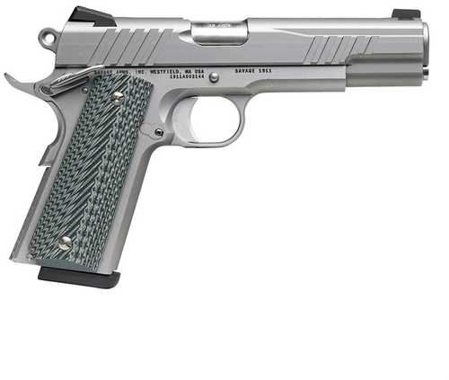 Savage Arms 1911 Government 45 ACP Semi Auto Handgun, 5 in barrel, 8 rd capacity, stainless steel finish
