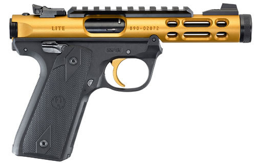 Ruger Mark IV 22/45 Lite Semi Automatic Pistol 22 LR 4.4" Threaded Barrel 10 Round Capacity Gold Anodized Aluminum Ported Slide