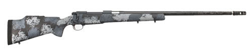 Nosler M48 Long-Range Carbon Bolt Action Rifle 28 26" Barrel 3 Round Capacity Fiber MCS Elite Midnight Camo Stock Sniper Grey Cerakote