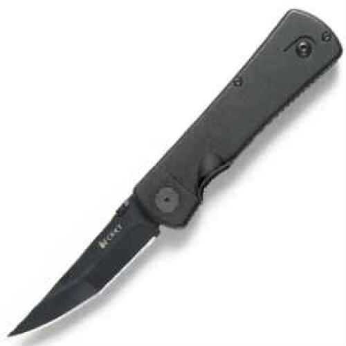 Columbia River Knife & Tool Folder Hissatsu Folding Knife/Assisted AUS 8/Black Teflon Plain Samurai Dual Thumb Disc/Pock