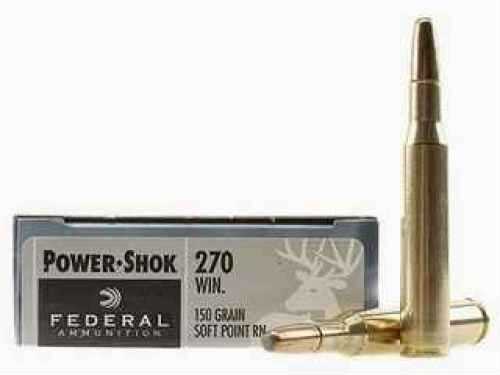 <span style="font-weight:bolder; ">270</span> <span style="font-weight:bolder; ">Winchester</span> 20 Rounds Ammunition Federal Cartridge 150 Grain Soft Point