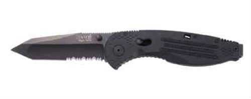 SOG Knives Aegis Series Knife Tanto, Serrated, Black TiNi AE-04