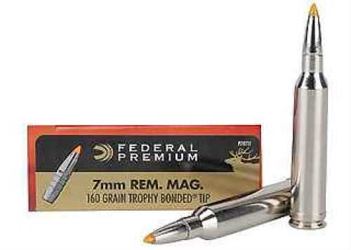 7mm Remington Magnum 20 Rounds Ammunition <span style="font-weight:bolder; ">Federal</span> Cartridge 160 Grain Ballistic <span style="font-weight:bolder; ">Tip</span>