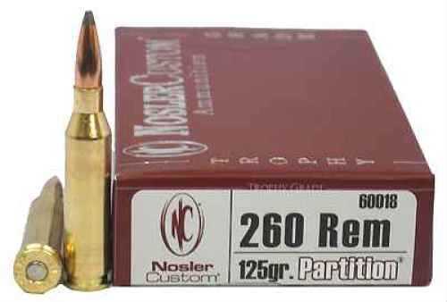 260 Remington 20 Rounds Ammunition Nosler 125 Grain Soft Point